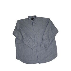 EDDIE BAUER LONG SLEEVE BUTTON DOWN SHIRT BLUE PLAID HEAVY THICK COTTON XL
